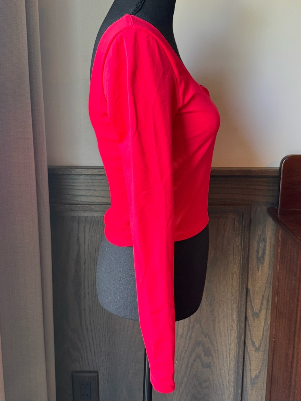 PINK Victoria's Secret Long Sleeve Sweetheart Crop Top - Bright Pink - Picture 6 of 7